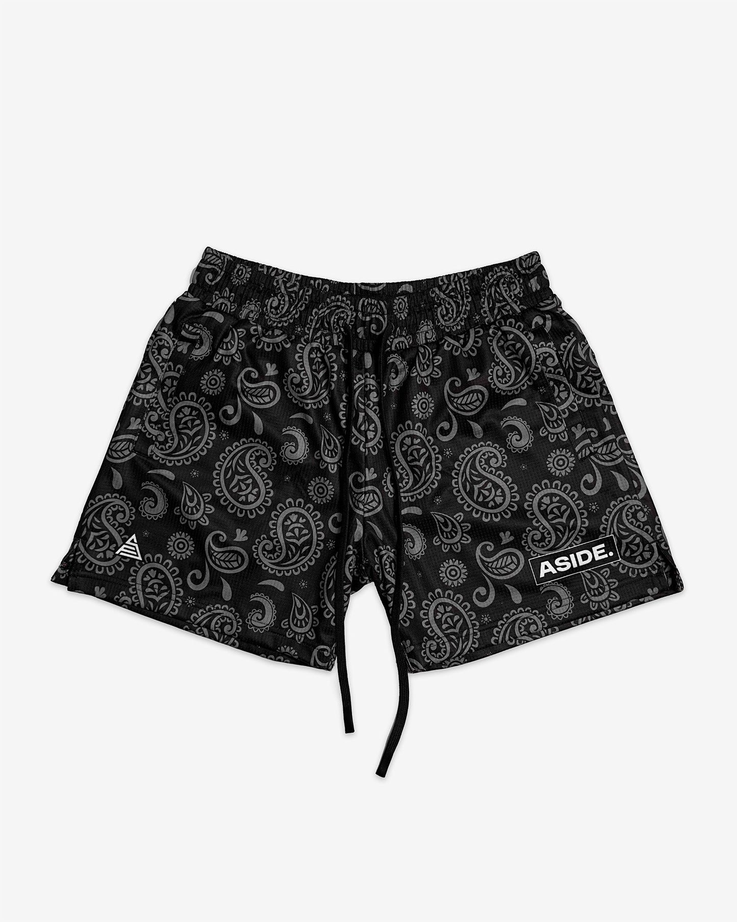 BANDANA MESH SHORTS - BLACK/GREY